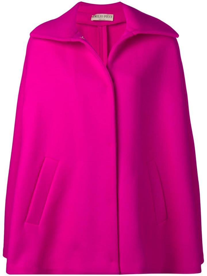 Emilio Pucci Double Face Wool Cape - Pink