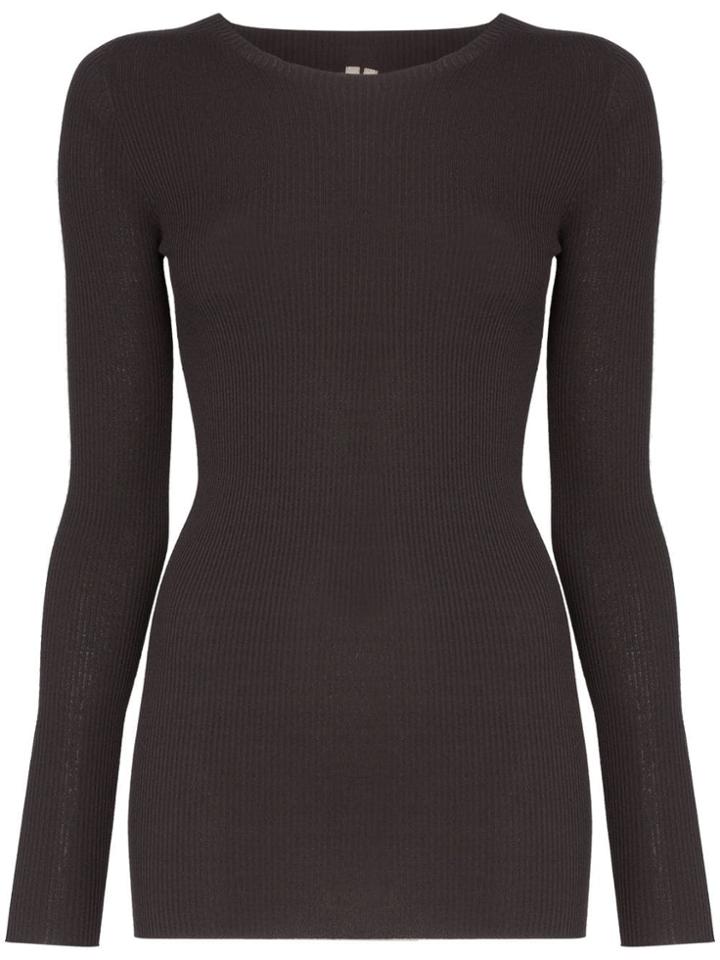 Rick Owens Long Sleeved Ribbed Sweater - Grey