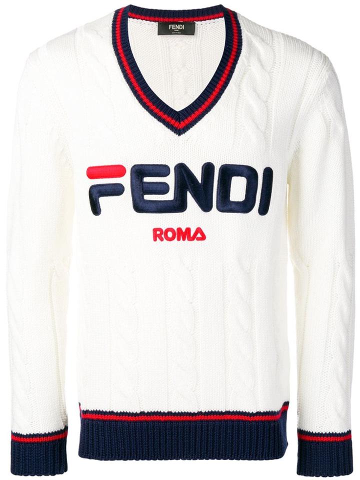 Fendi Braided Knit Jumper - White