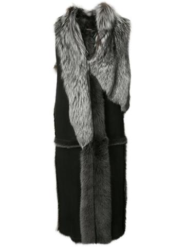 Sophie Theallet - Sleeveless Asymmetric Coat - Women - Fox Fur - One Size, Women's, Black, Fox Fur