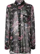 Ganni Floral Print Shirt, Women's, Size: Large, Black, Viscose