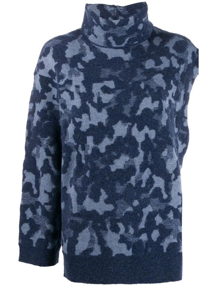 Ports 1961 Asymmetric Camouflage Jumper - Blue