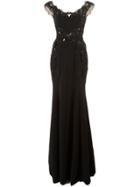 Marchesa Lace Inserts Gown - Black