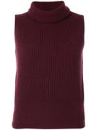 Theory Ribbed Shell Neck Top - Red