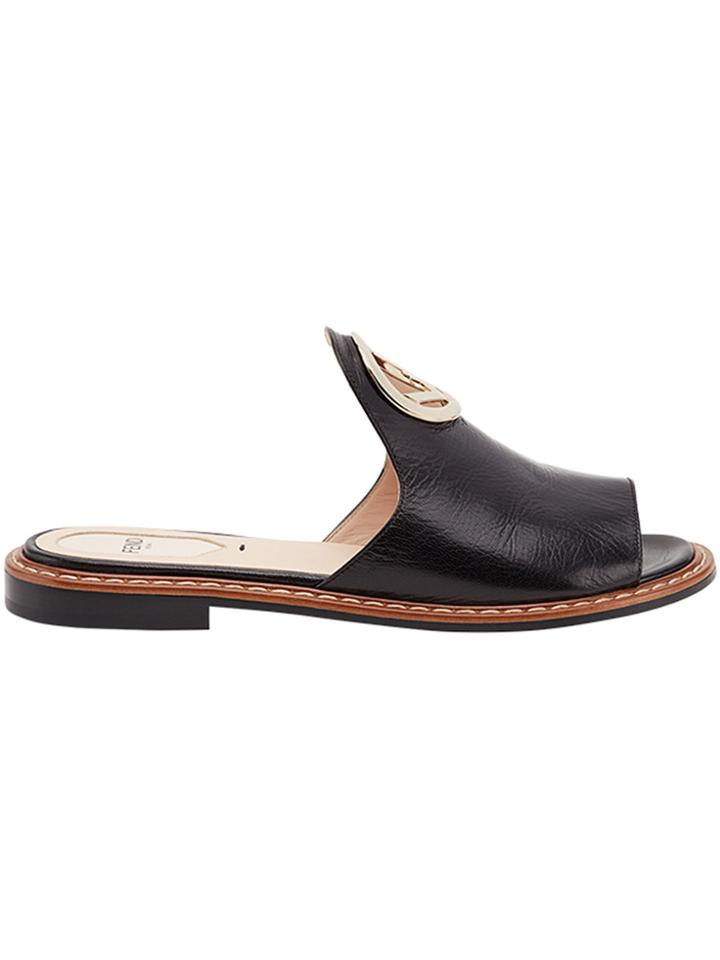 Fendi F Logo Mules - Black