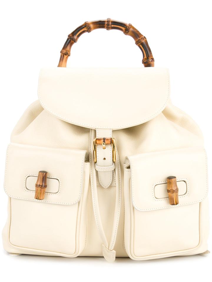 Gucci Vintage Bamboo Line Backpack - White