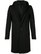 Attachment Layered Hooded Coat - Black