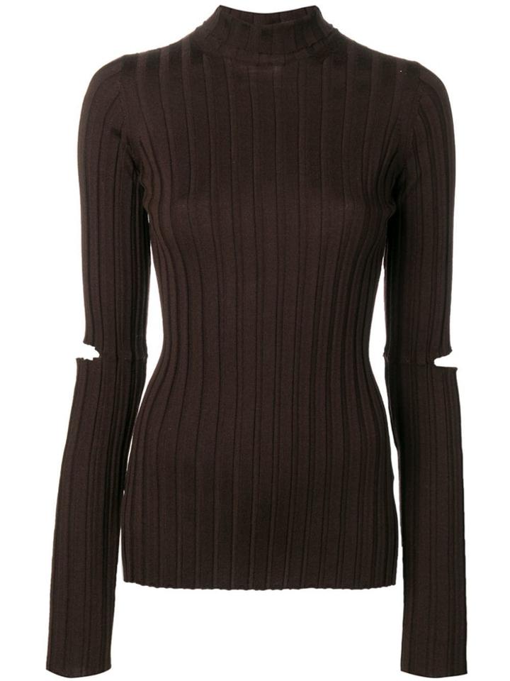 Helmut Lang Slash Ribbed Knit Sweater - Brown