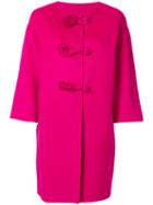 Ermanno Scervino - Floral Detail Coat - Women - Angora/virgin Wool - 44, Pink/purple, Angora/virgin Wool