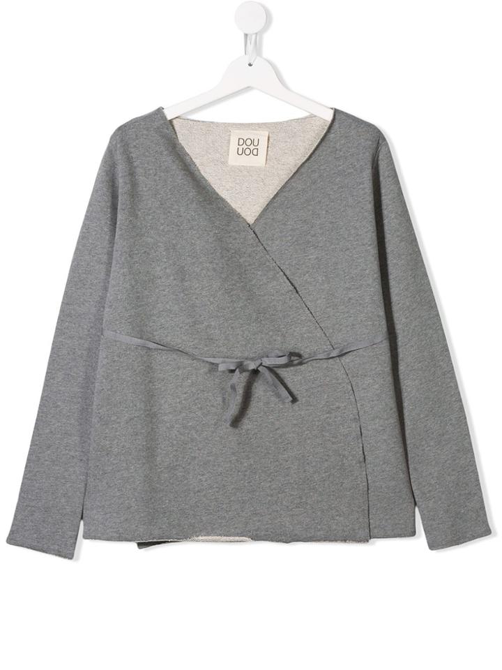 Douuod Kids Teen Wrap-around Sweater - Grey