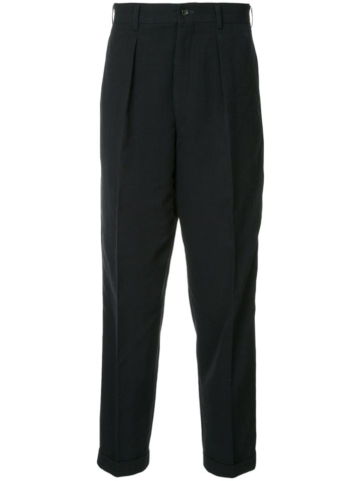 Comme Des Garçons Vintage Front Pleat Tapered Trousers - Blue
