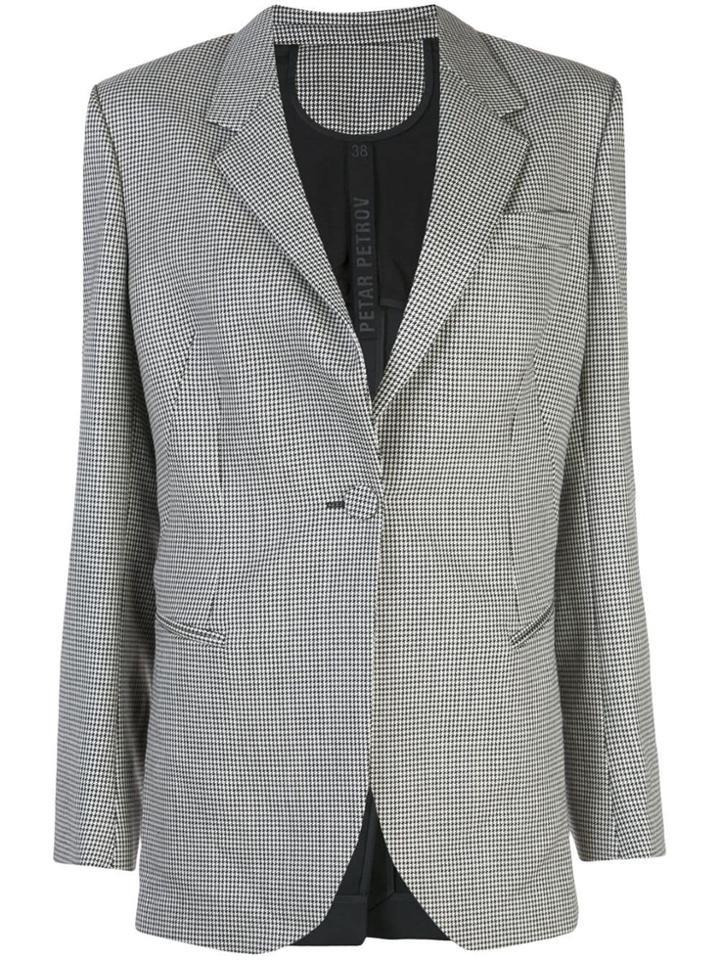 Petar Petrov Houndstooth Single Breasted Blazer - Black