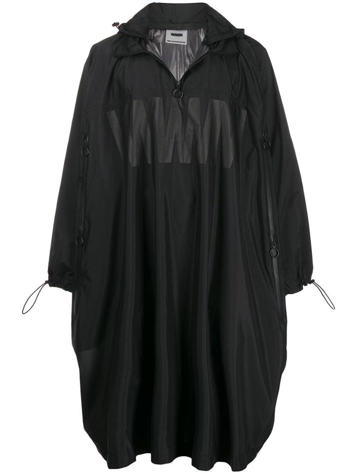 Wwwm Oversized Hooded Rain Coat - Black
