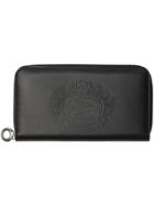 Burberry Embossed Crest Two-tone Leather Ziparound Wallet - Black