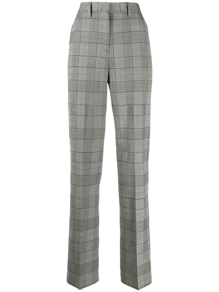 Pt01 Checked Straight-leg Trousers - Black
