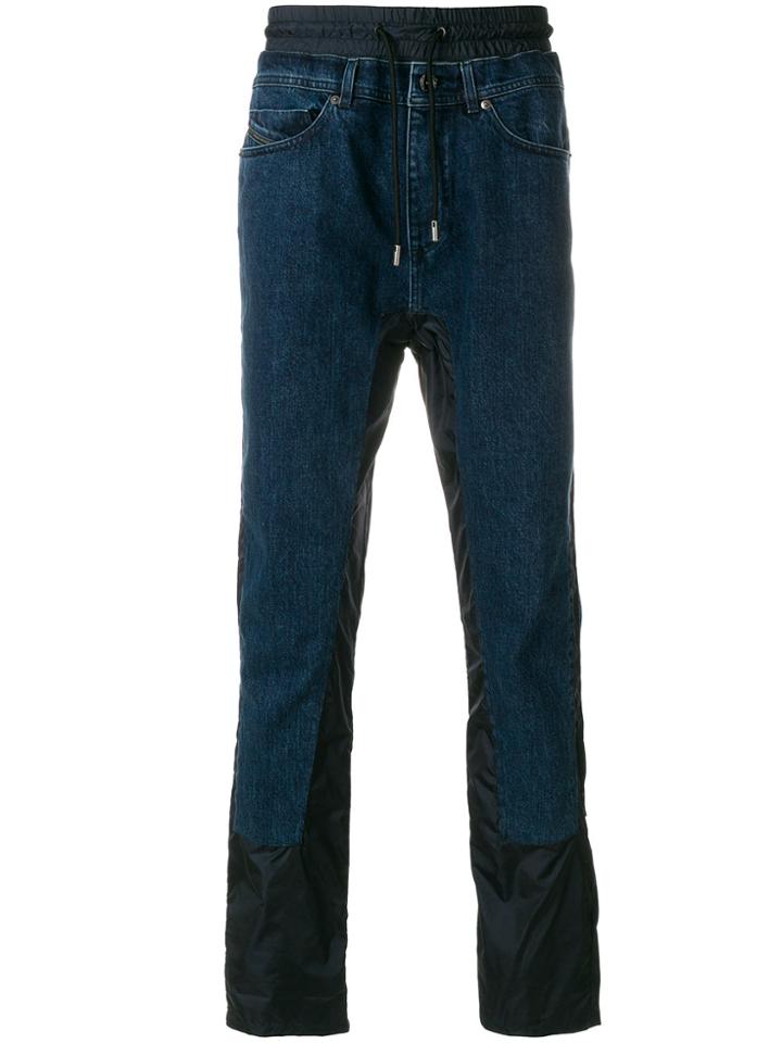Diesel Black Gold Contrast Panel Straight-leg Jeans - Blue