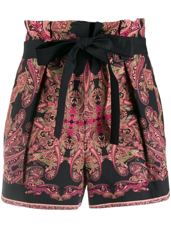 Alberta Ferretti Paisley Tie Waist Shorts - Black