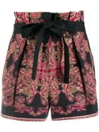 Alberta Ferretti Paisley Tie Waist Shorts - Black
