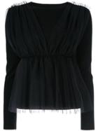 Le Ciel Bleu Tulle Detail Knitted Top - Black