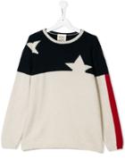 Douuod Kids Colour-block Star Embroidered Sweater - Nude & Neutrals
