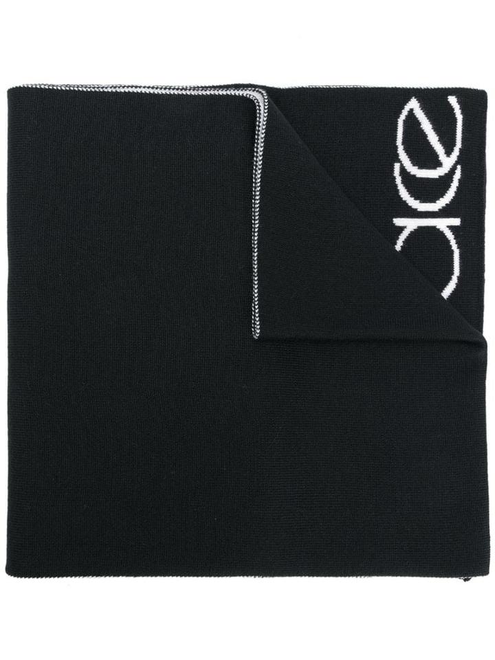 Versace Logo-intarsia Scarf - Black