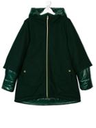 Herno Kids Teen Zip-up Hooded Coat - Green