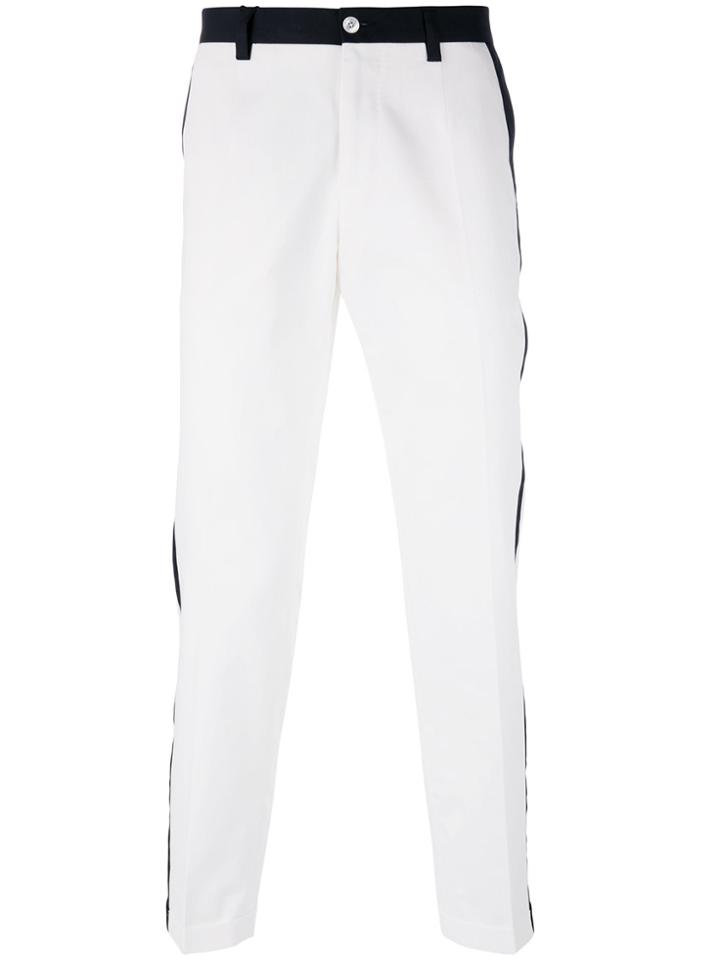 Dolce & Gabbana Contrast Piped Trousers - White