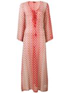 Missoni Lace-up V-neck Zig-zag Dress, Women's, Size: 42, Red, Viscose/rayon/polyester