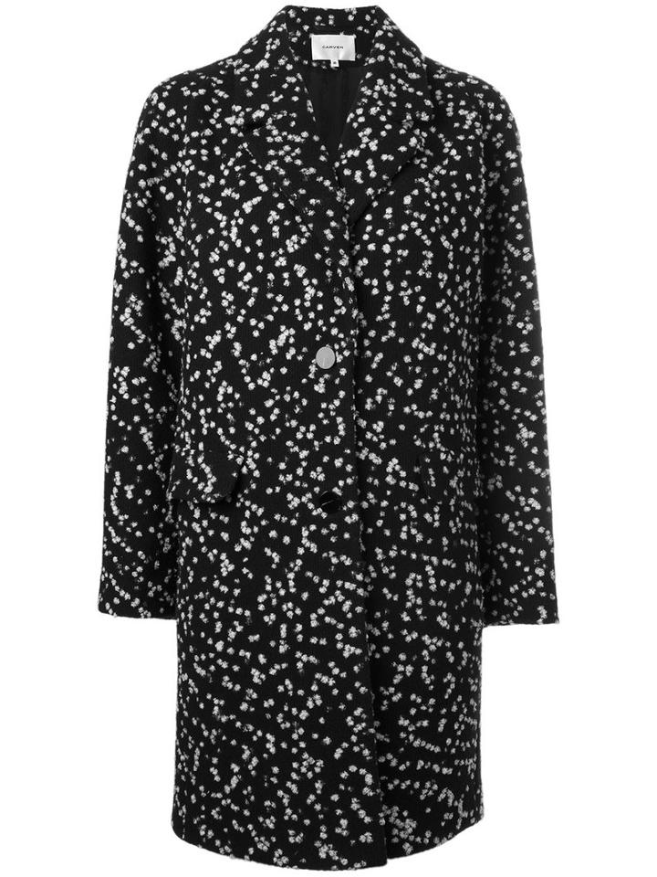 Carven Oversized Tweed Coat, Women's, Size: 36, Black, Cotton/wool/acrylic/viscose