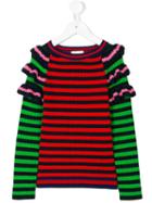 Gucci Kids - Ruffle Trim Striped Sweater - Kids - Wool - 8 Yrs, Grey