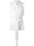 Maison Margiela Belted Sleeveless Shirt - White