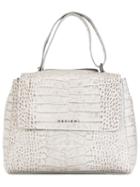 Orciani Snakeskin Effect Tote, Grey, Leather
