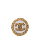 Chanel Vintage Baroque Logo Brooch - Metallic