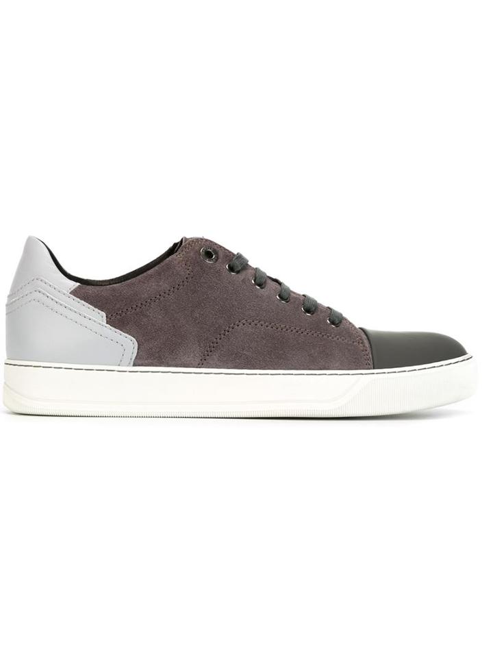 Lanvin Toe Cap Sneakers, Men's, Size: 5, Grey, Leather/rubber