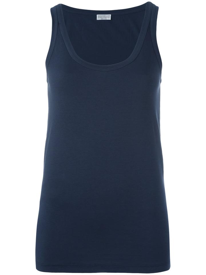 Brunello Cucinelli Classic Tank Top, Women's, Size: Xl, Blue, Cotton/spandex/elastane/brass