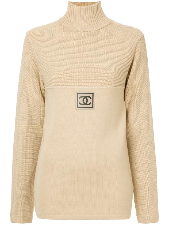 Chanel Vintage Logo Turtle-neck Sweater - Brown