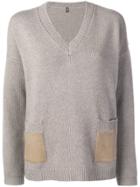 Eleventy V-neck Knit Sweater - Grey