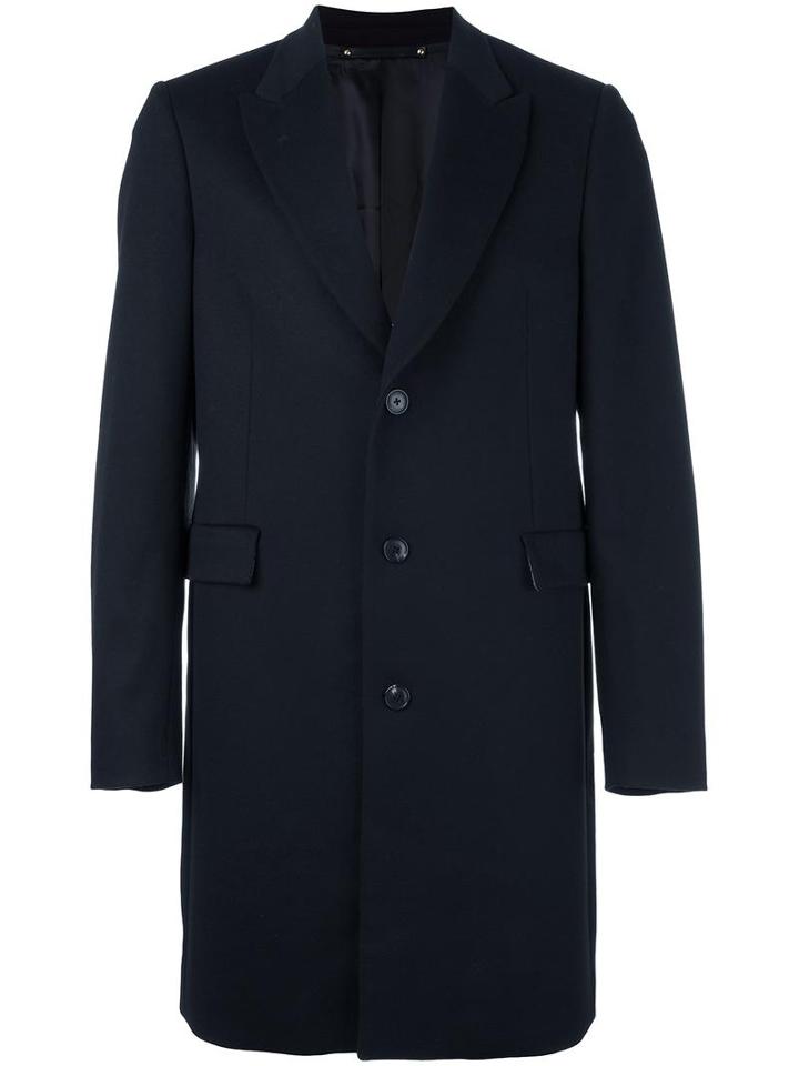 Paul Smith Flap Pockets Buttoned Coat, Men's, Size: 42, Blue, Cupro/wool/cashmere