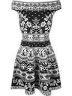 Alexander Mcqueen Floral Jacquard Mini Dress, Women's, Size: Small, Black, Viscose/polyester/polyamide/spandex/elastane