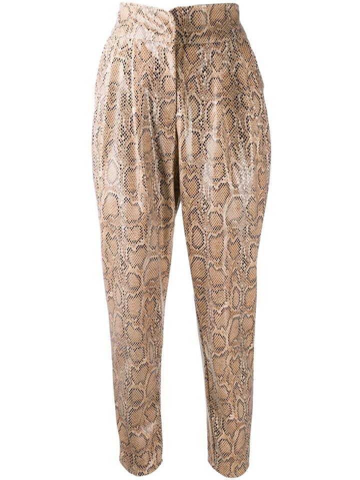 Laneus Snakeskin-effect Cropped Trousers - Neutrals