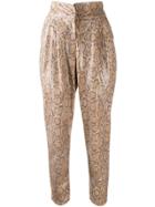 Laneus Snakeskin-effect Cropped Trousers - Neutrals