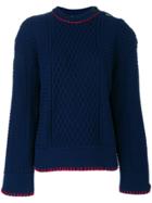 Sonia Rykiel Cable Knit Sweater With Contrast Knit Lining - Blue