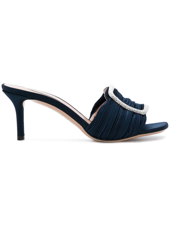 Casadei Embellished Buckle Mules - Blue