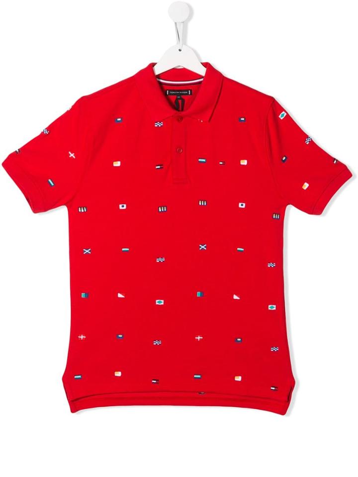 Tommy Hilfiger Junior Teen Flag Embroidered Polo Shirt