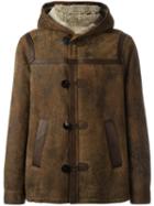 Neil Barrett Hooded Short Coat, Men's, Size: Large, Brown, Sheep Skin/shearling