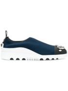 Miu Miu Crystal-embellished Slip-on Sneakers - Blue