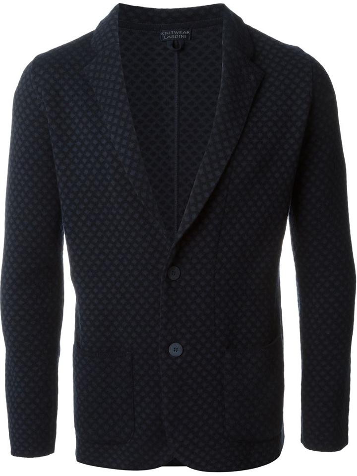 Lardini Knit Blazer, Men's, Size: L, Blue, Cotton/nylon
