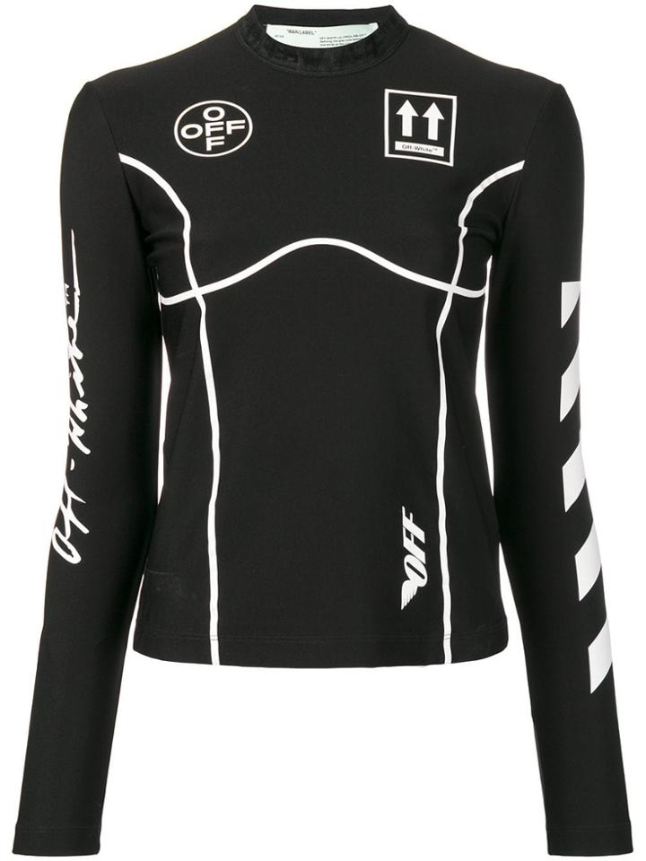 Off-white Long Sleeve Graphic Print Top - Black