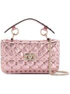 Valentino Small Metallic Pink Leather Rockstud Spike Bag - Pink &