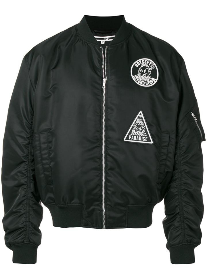 Mcq Alexander Mcqueen Logo Patch Bomber Jacket - Black